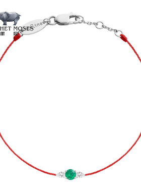 Redline/红绳女士饰品 So Abby 祖母绿白金镶钻0.12 克拉线手绳