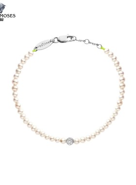 redline/红绳女士2023新款Diamond 0.19克拉钻石绒球珍珠螺纹手链