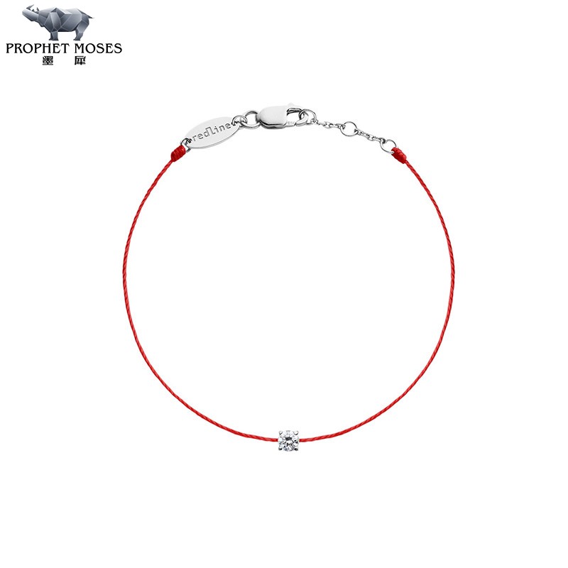 redline/红绳女士2023新款Solitaire 0.08克拉钻石金链绳制手链