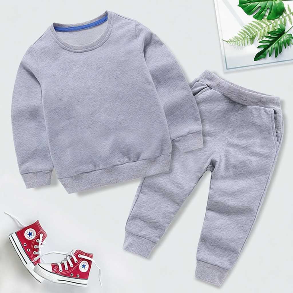 纯色秋季纯棉圆领卫衣套装中校服