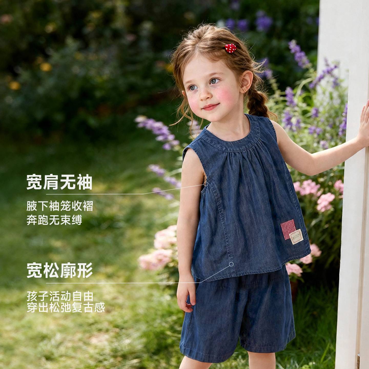 童贝2026夏季女童牛仔无袖背心+