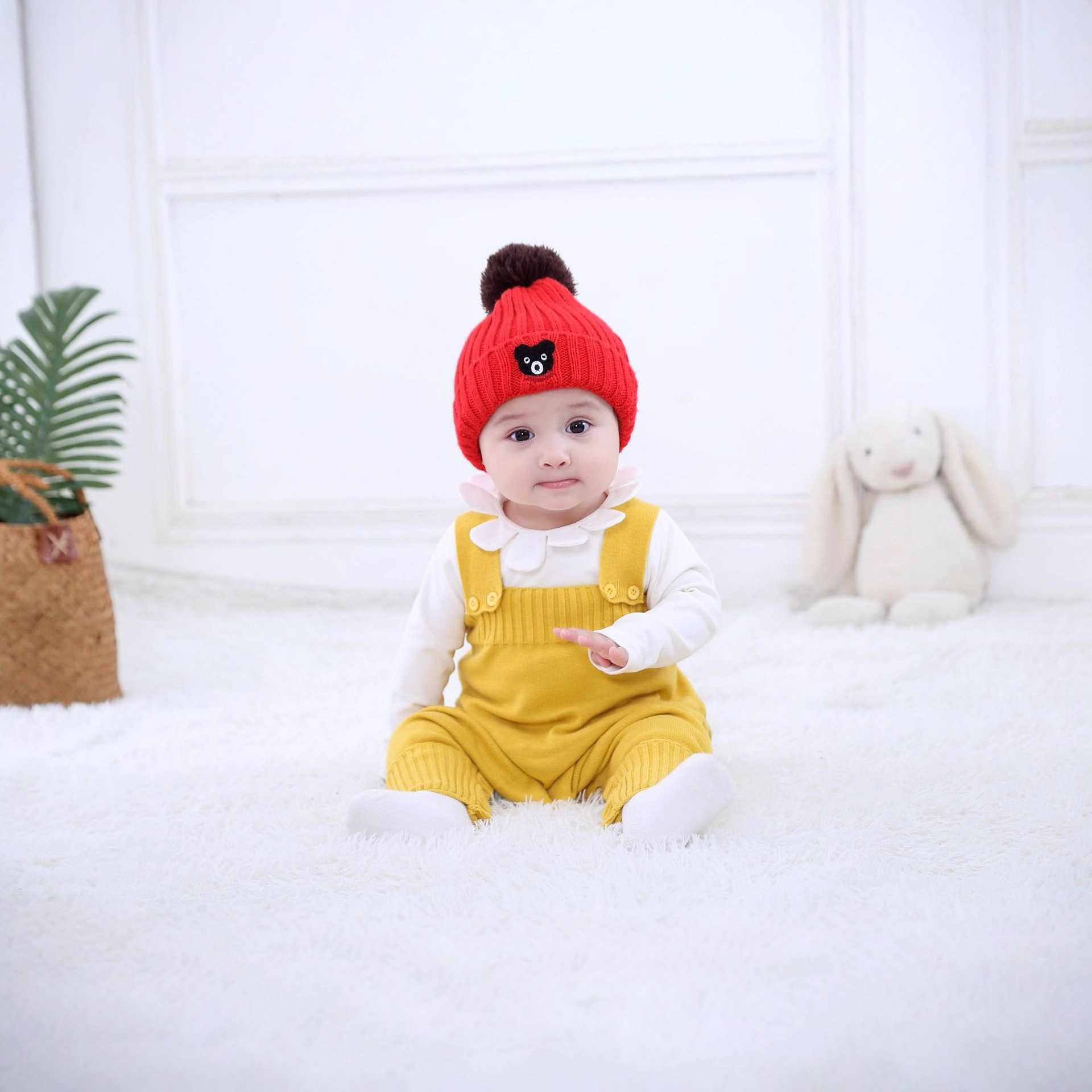 婴儿纯棉针织开档背带裤男女童