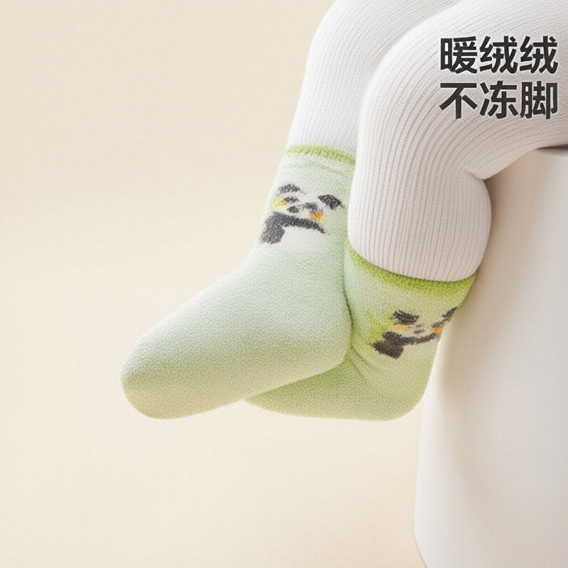 宝宝冬季加厚双面绒保暖防滑袜｜