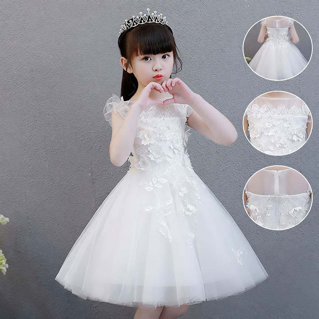 女童白色公主蓬蓬纱裙夏季花童