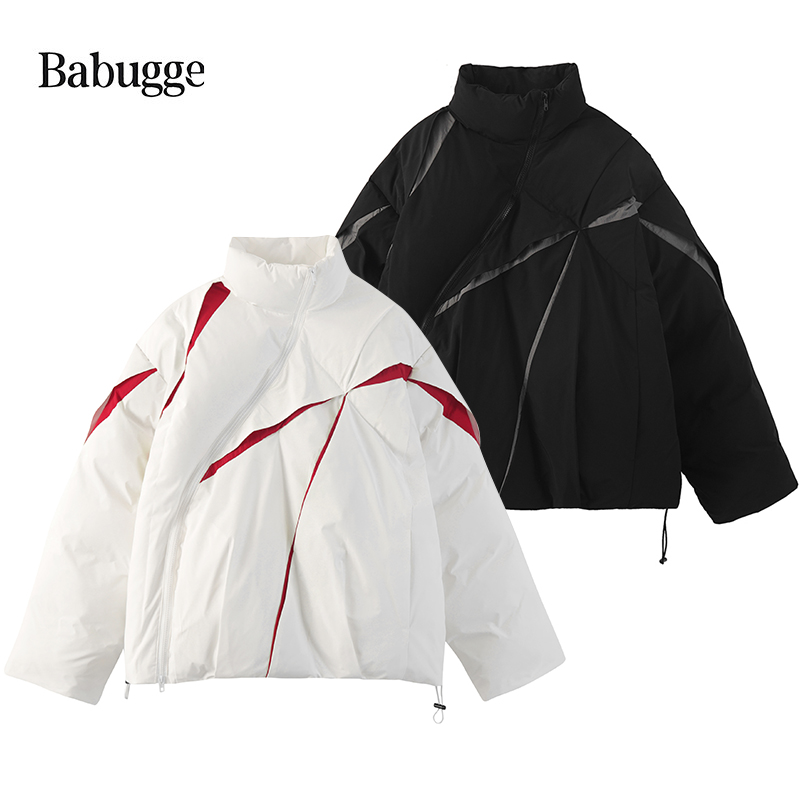 加厚美式立领棉服设计感小众棉衣