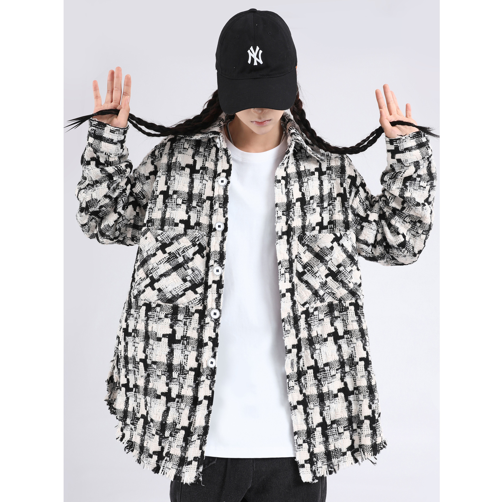 原创潮设计格纹衬衫情侣新款宽松