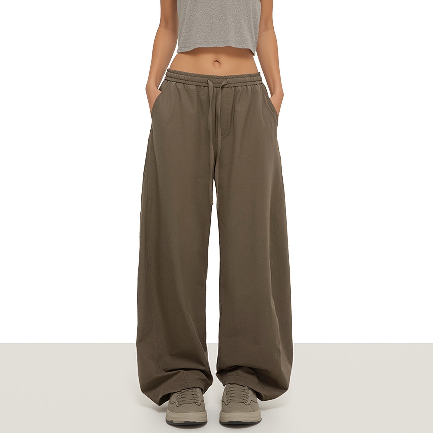 美式灰色凉感抽绳运动休闲裤2025