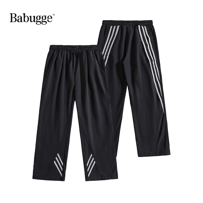 长裤直筒运动条纹工装裤