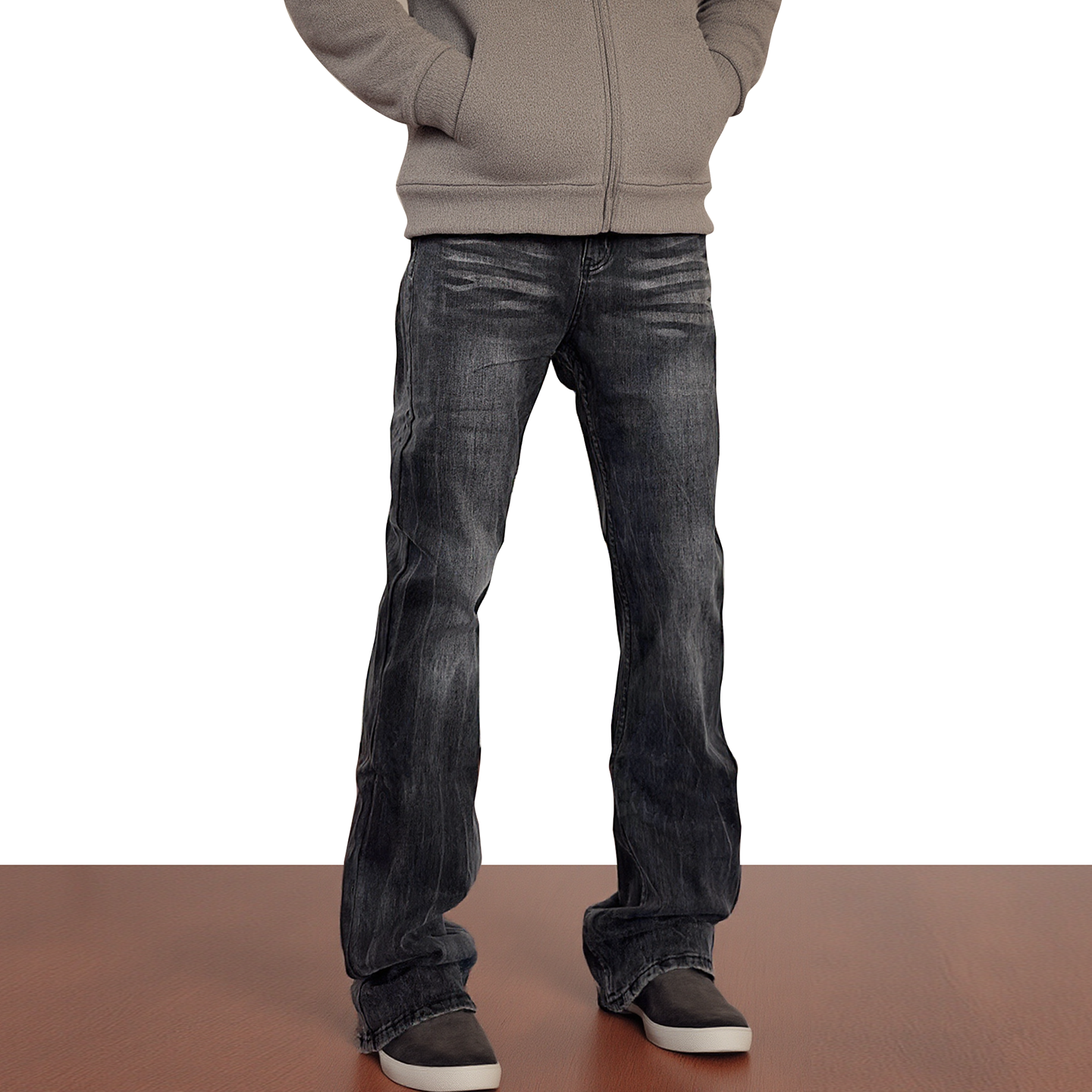 美式高街黑色水洗做旧牛仔裤2025