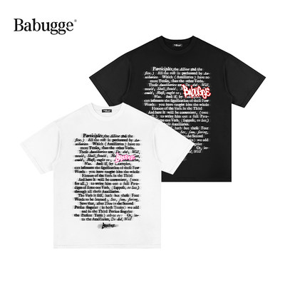「Babugge」现货潮牌短袖t恤男女宽松复古字母印花情侣装上衣TEE