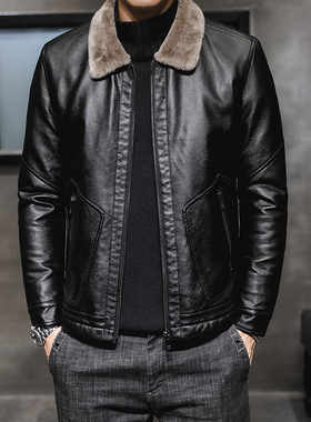 秋冬软皮衣男PU皮韩版潮流修身帅气男士机车夹克外套大码加厚加绒