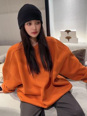 2025秋冬新款韩版宽松显瘦圆领卫衣女休闲百搭长袖上衣