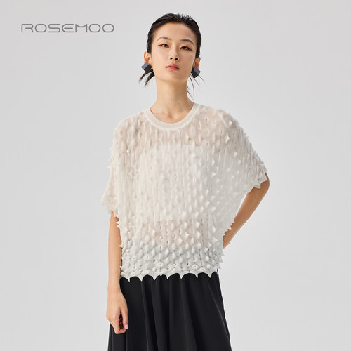 ROSEMOO/容子木26夏商场同款亲肤柔软透气短袖套头上衣RWM2TP136A