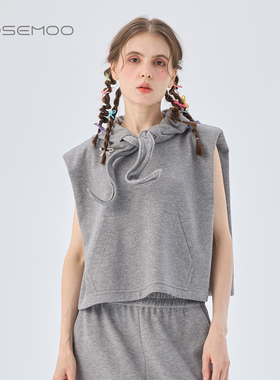 容子木ROSEMOO26春【商场同款】微弹棉感无袖连帽马甲RWM1AC419D