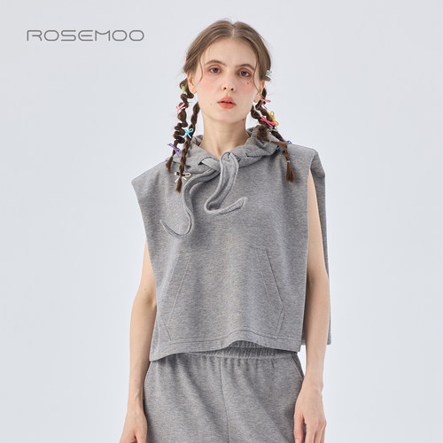 容子木ROSEMOO26春【商场同款】微弹棉感无袖连帽马甲RWM1AC419D