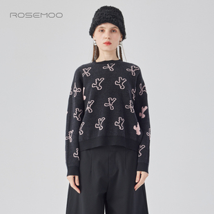容子木ROSEMOO24年冬季 软糯图案套头毛织RCL4TP437D 新款