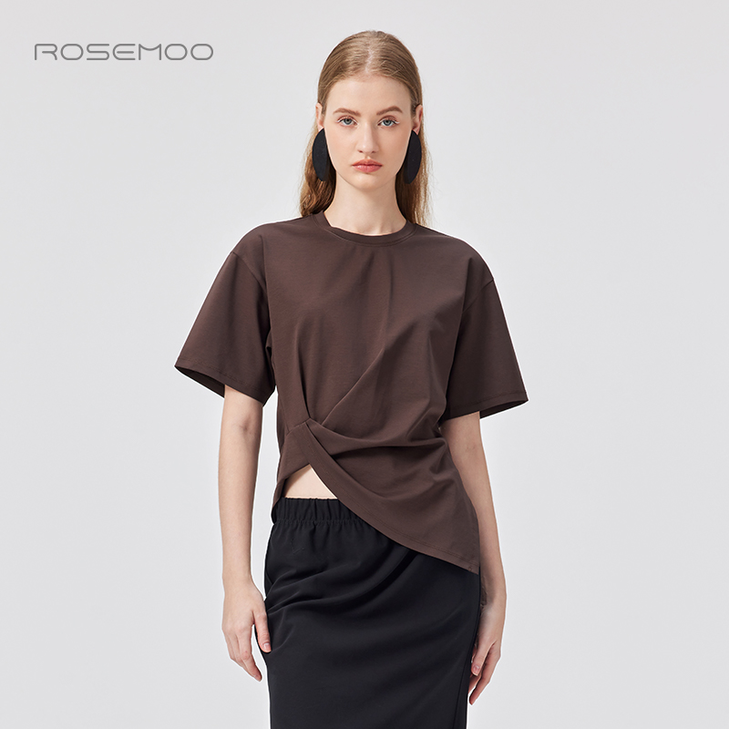 ROSEMOO/容子木25年夏季新款微弹捏褶上衣RSS2TC435D