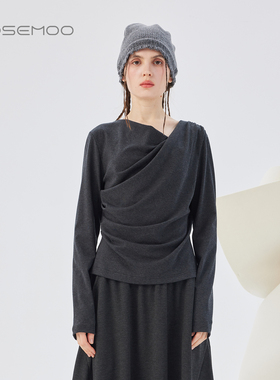 容子木ROSEMOO25秋商场同款含绵羊毛微弹荡领打底衫RSS3TS326C