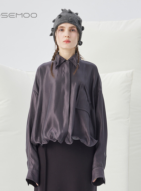 容子木ROSEMOO25冬商场同款光泽感垂顺可塑型短款衬衫RSS4CP123A