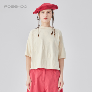 亲肤爱心型短袖 ROSEMOO 容子木24年秋季 新款 RCL3TP330C 套头衫