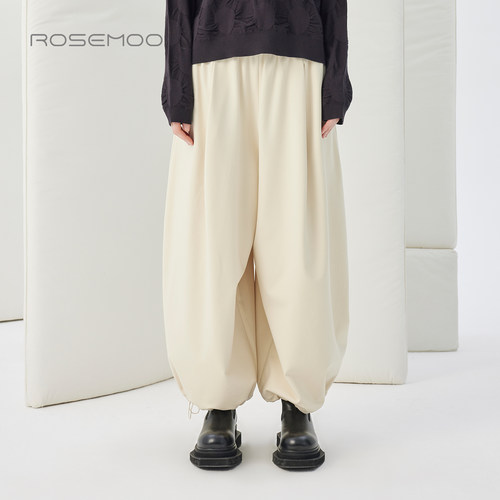 容子木ROSEMOO25冬商场同款舒适弹力磨毛宽松阔腿长裤RSS4KP132A