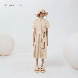 容子木ROSEMOO 镂空绣收腰连衣裙RMT2LC325C 商场同款