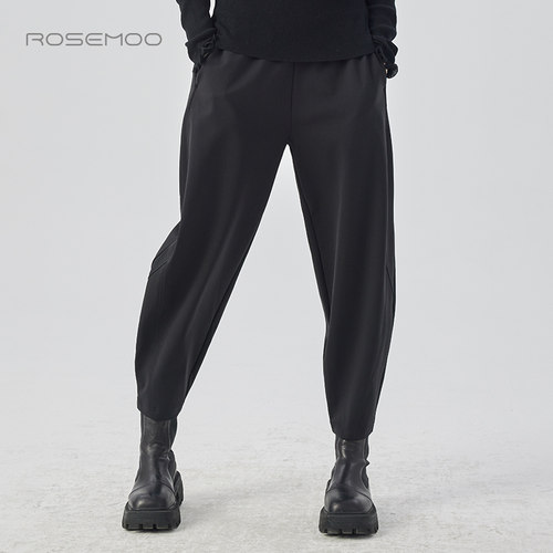 容子木ROSEMOO24年冬季新款细腻加绒针织宽松长裤RCL4KP308C