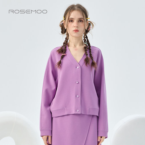 容子木ROSEMOO26秋【商场同款】微弹棉感系扣开衫上衣RWM3NC223B