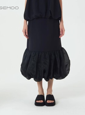 容子木ROSEMOO【商场同款】轻薄针织拼接泡泡下摆半裙RCL2QP011T