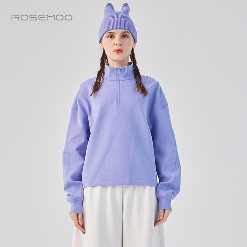 容子木ROSEMOO25春商场同款柔软双层针织半拉链上衣RSS1TC210B