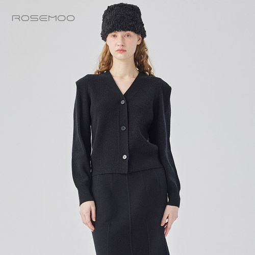 容子木ROSEMOO24年冬季新款温暖略宽肩开衫RCL4NW457D