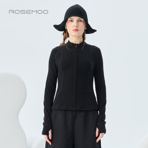 容子木ROSEMOO2026冬商场同款柔软修身运动开衫外套RWM4NC132A
