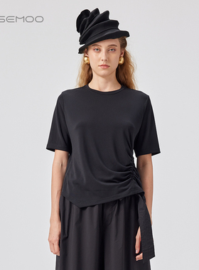 ROSEMOO/容子木25夏商场同款双面垂顺面料中袖套头上衣RSS2TP130A