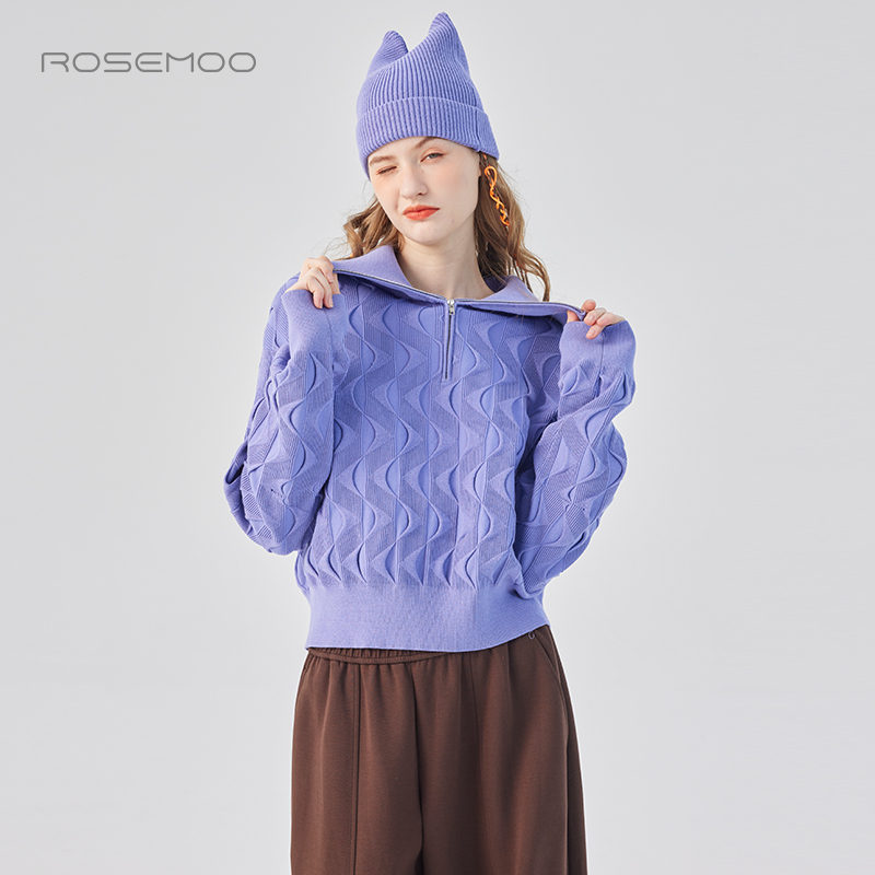 容子木ROSEMOO25春商场同款亲肤舒适肌理半拉链上衣RSS1TP224B