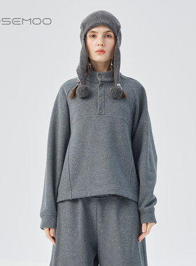 容子木ROSEMOO25冬【商场同款】棉感加绒立领套头上衣RSS4TC431D