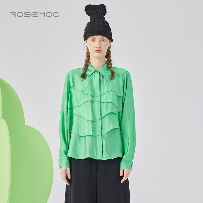 容子木ROSEMOO25春【商场同款】飘逸垂顺层叠长袖衬衫RSS1CP312C
