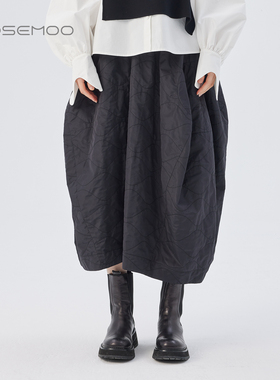 容子木ROSEMOO25秋商场同款挺阔质感压线设计花苞半裙RSS3QS204B