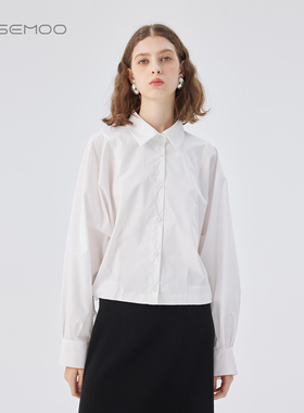 容子木ROSEMOO25年秋季新款棉感短款下摆抽绳衬衫RSS3CC224B
