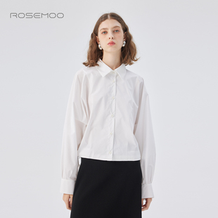 下摆抽绳衬衫 棉感短款 RSS3CC224B 新款 容子木ROSEMOO25年秋季