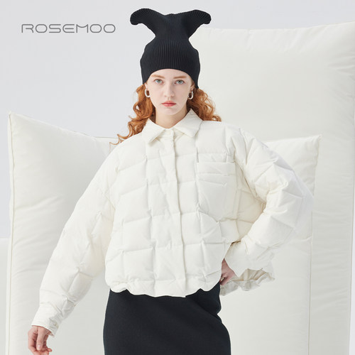 容子木ROSEMOO25冬【商场同款】小方格轻盈短款羽绒服RSS4YP104A