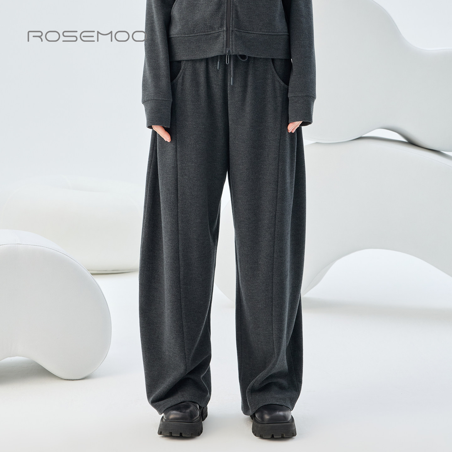 容子木ROSEMOO26秋【商场同款】微弹绒感宽松显瘦长裤RWM3KP322C图片