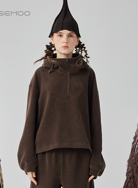 容子木ROSEMOO24年冬季新款软糯纹理针织半拉链套头衫RCL4TP131A