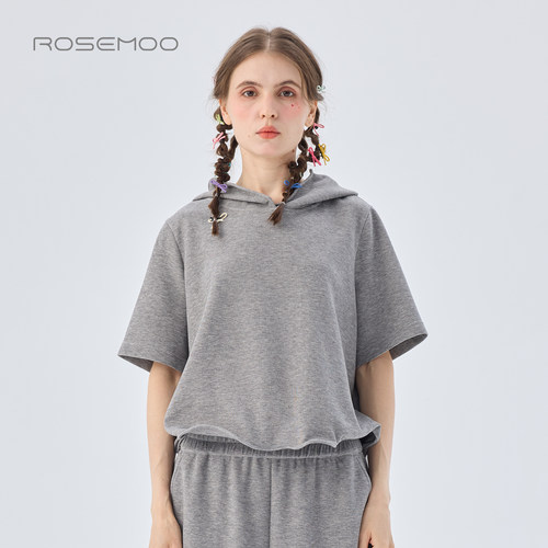 容子木ROSEMOO26春商场同款微弹棉感可造型连帽卫衣RWM1TC421D