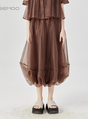 容子木ROSEMOO24年夏季新款轻透薄纱花苞半裙RCL2QP264B