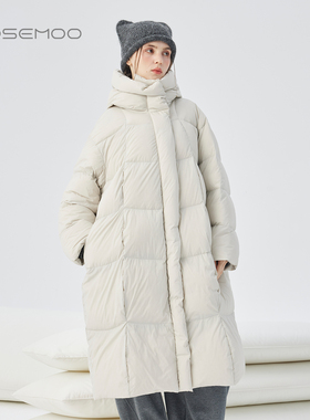 容子木ROSEMOO25冬商场同款轻暖舒适连帽长款羽绒服RSS4YP409D