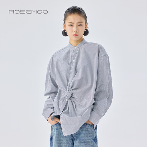 容子木ROSEMOO26春【商场同款】全棉腰间扭结系扣衬衫RWM1CC263B