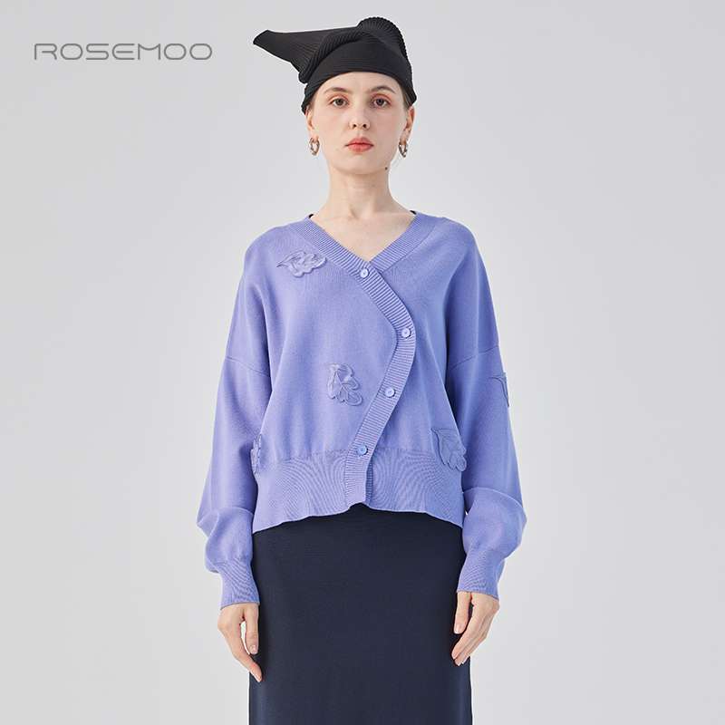 容子木ROSEMOO25春【商场同款】亲肤斜门襟拼接纱开衫RSS1NP272B