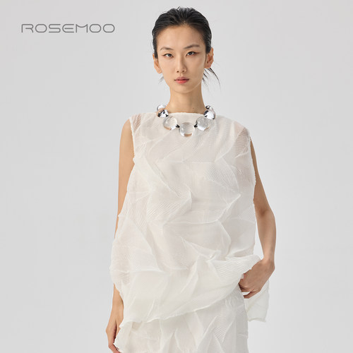 ROSEMOO/容子木26夏【商场同款】压乱褶无袖套头上衣RWM2TP323C