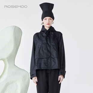 容子木ROSEMOO24年春新款 棉感挺阔连帽风衣RCL1FC256B