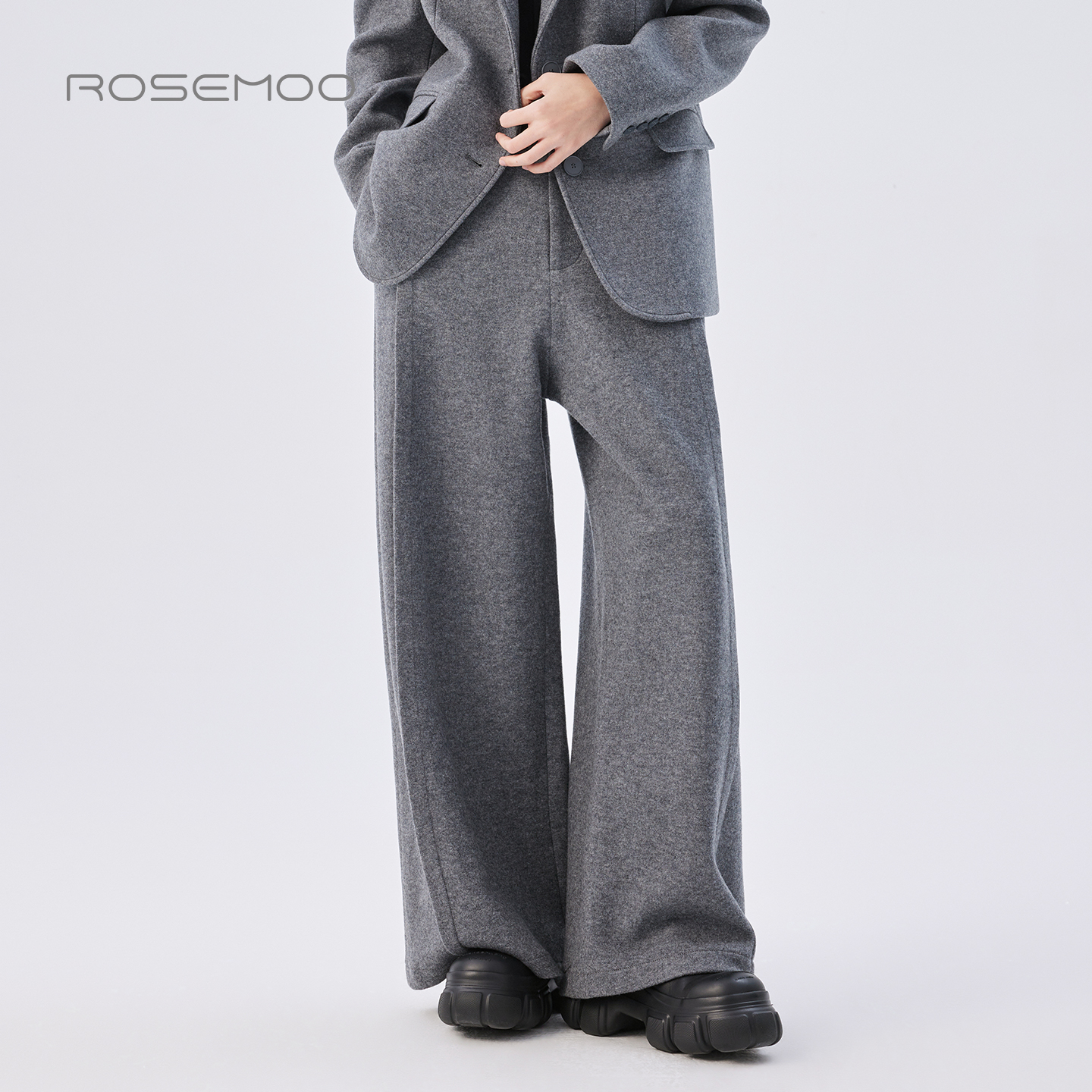 容子木ROSEMOO25年秋季新款含绵羊毛阔腿裤RSS3KW414D